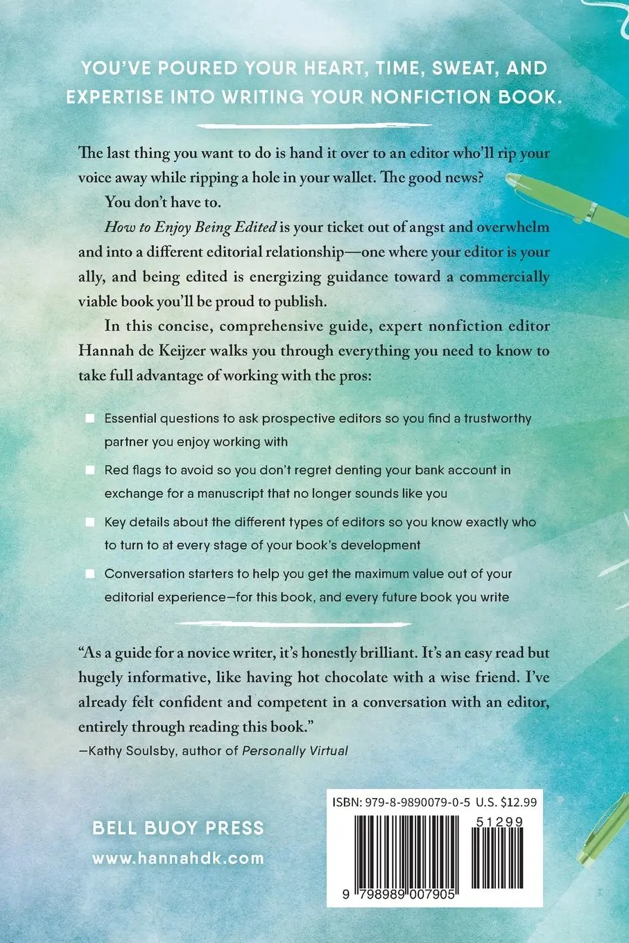 Rückseite: 9798989007905 | How to Enjoy Being Edited | A Practical Guide for Nonfiction Authors