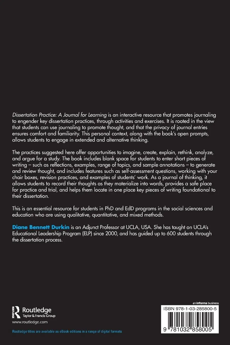 Rückseite: 9781032858005 | Dissertation Practice | A Journal for Learning | Diane Bennett Durkin
