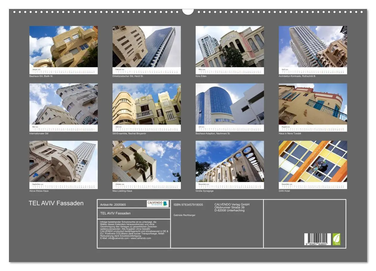 Bild: 9783457918005 | TEL AVIV Fassaden (Wandkalender 2026 DIN A2 quer), CALVENDO...