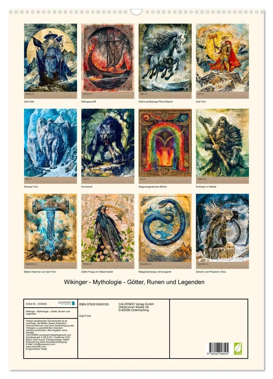 Bild: 9783516928105 | Wikinger - Mythologie - Götter, Runen und Legenden (Wandkalender...