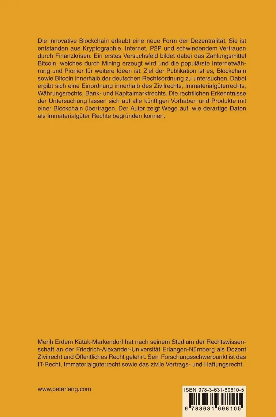 Rückseite: 9783631698105 | Rechtliche Einordnung von Internetwährungen im deutschen...