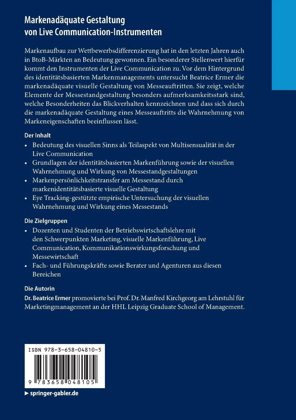 Rückseite: 9783658048105 | Markenadäquate Gestaltung von Live Communication-Instrumenten | Ermer