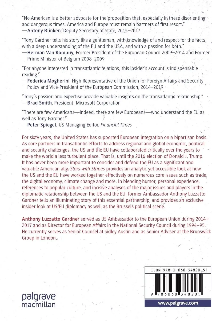 Rückseite: 9783030348205 | Stars with Stripes | Anthony Luzzatto Gardner | Buch | xx | Englisch