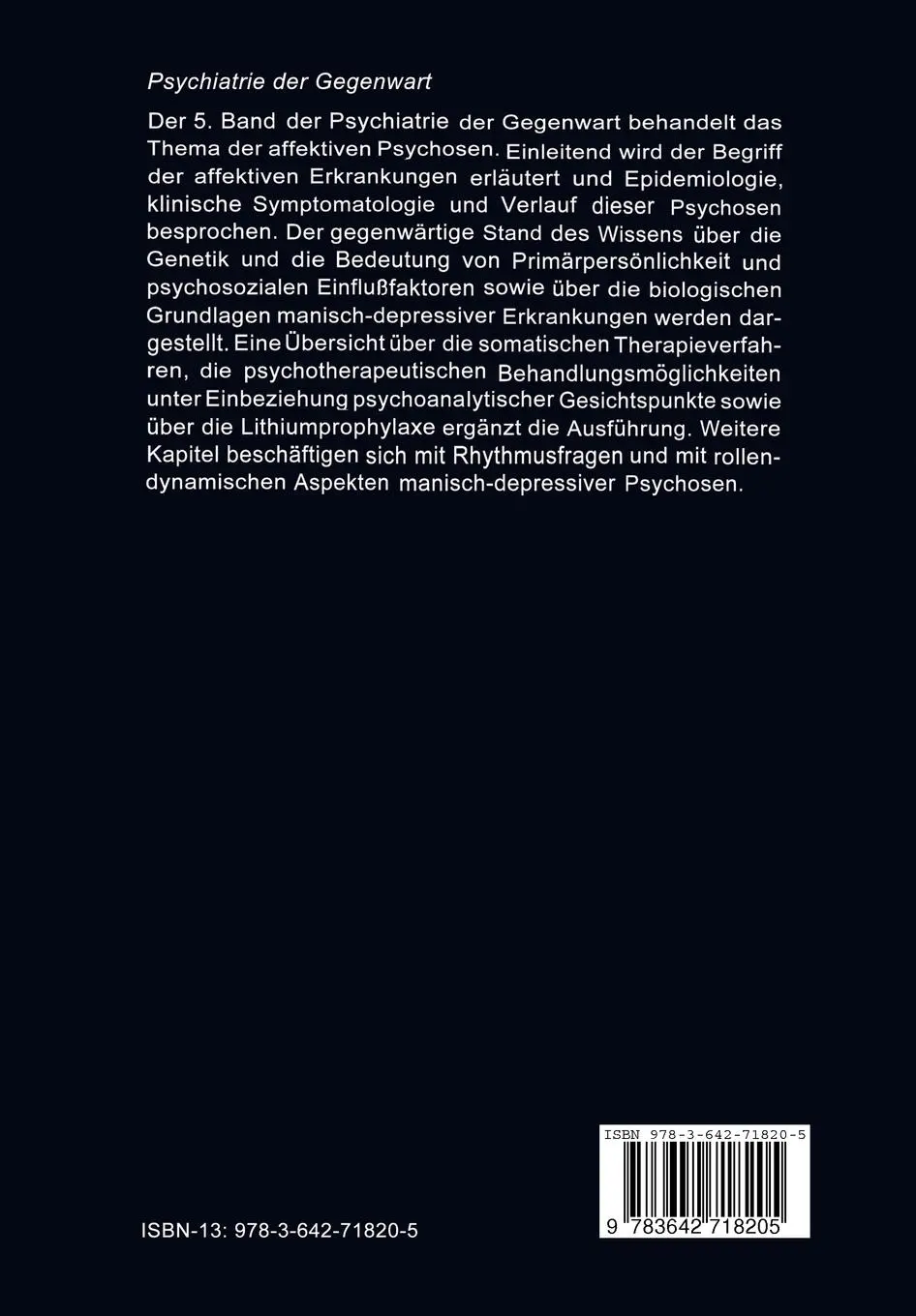 Rückseite: 9783642718205 | Affektive Psychosen | Band 5: Affektive Psychosen | Meyer (u. a.) | x