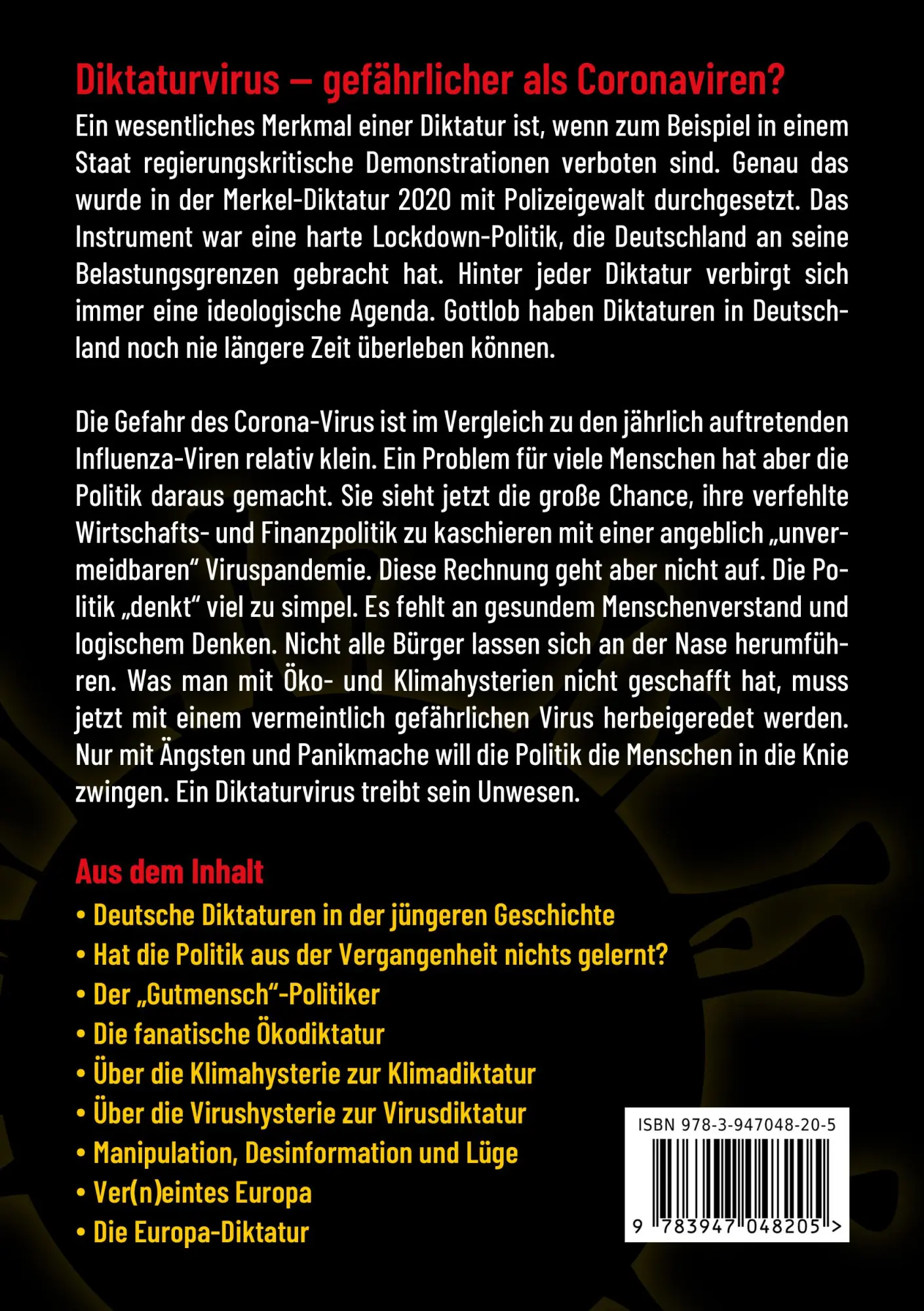 Bild: 9783947048205 | Diktaturvirus - gefährlicher als Coronaviren? | Werner Kirstein | Buch