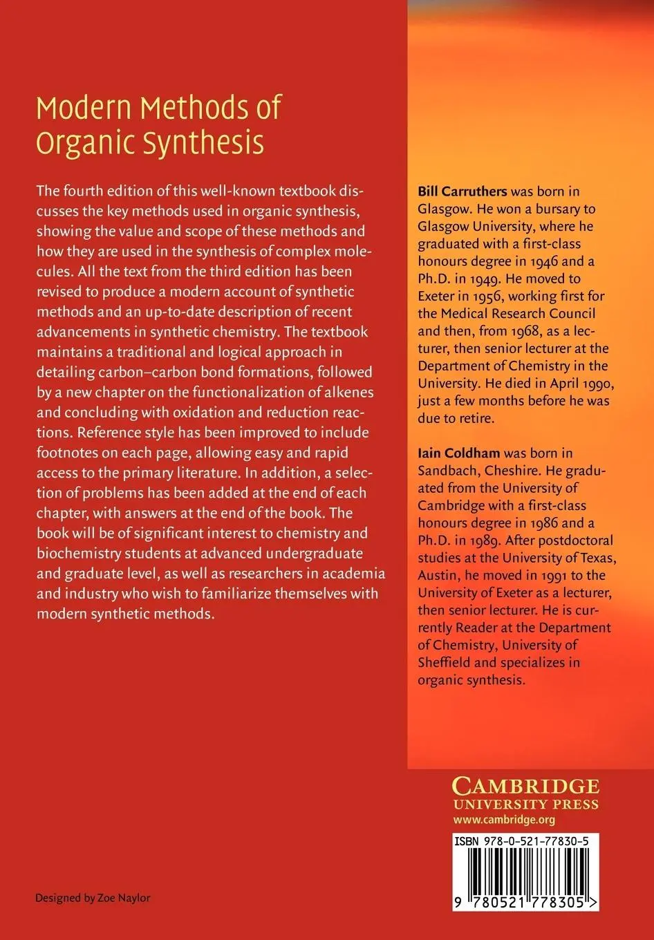 Rückseite: 9780521778305 | Modern Methods of Organic Synthesis | J. E. Carruthers (u. a.) | Buch