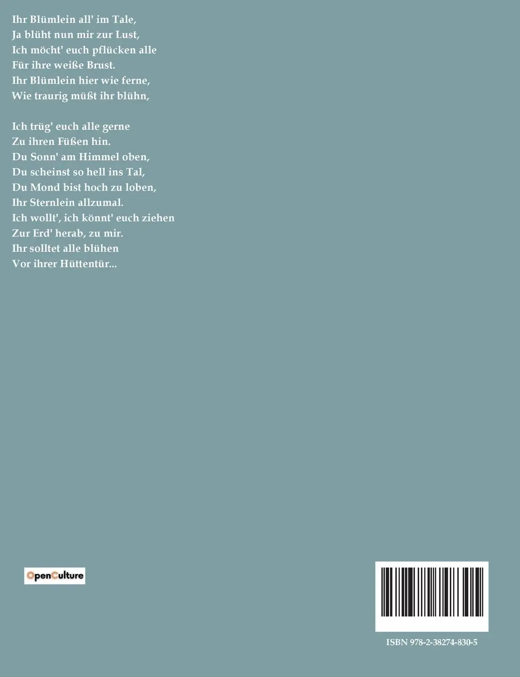 Rückseite: 9782382748305 | Lieder aus dem Nachlaß | Luise Hensel | Taschenbuch | 108 S. | Deutsch