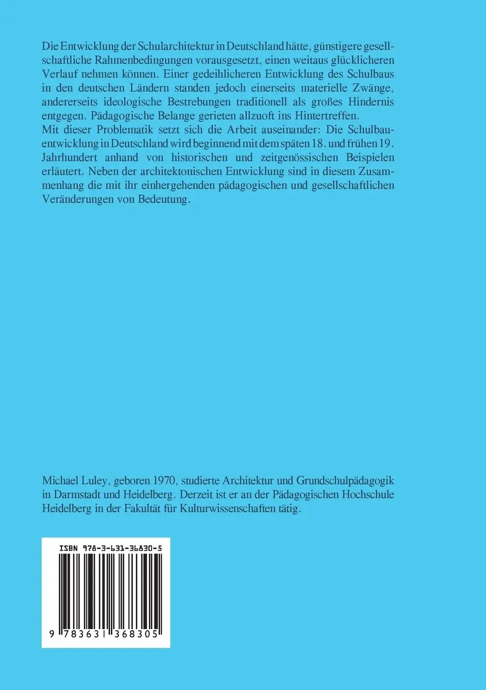 Rückseite: 9783631368305 | Eine kleine Geschichte des deutschen Schulbaus | Michael Luley | Buch
