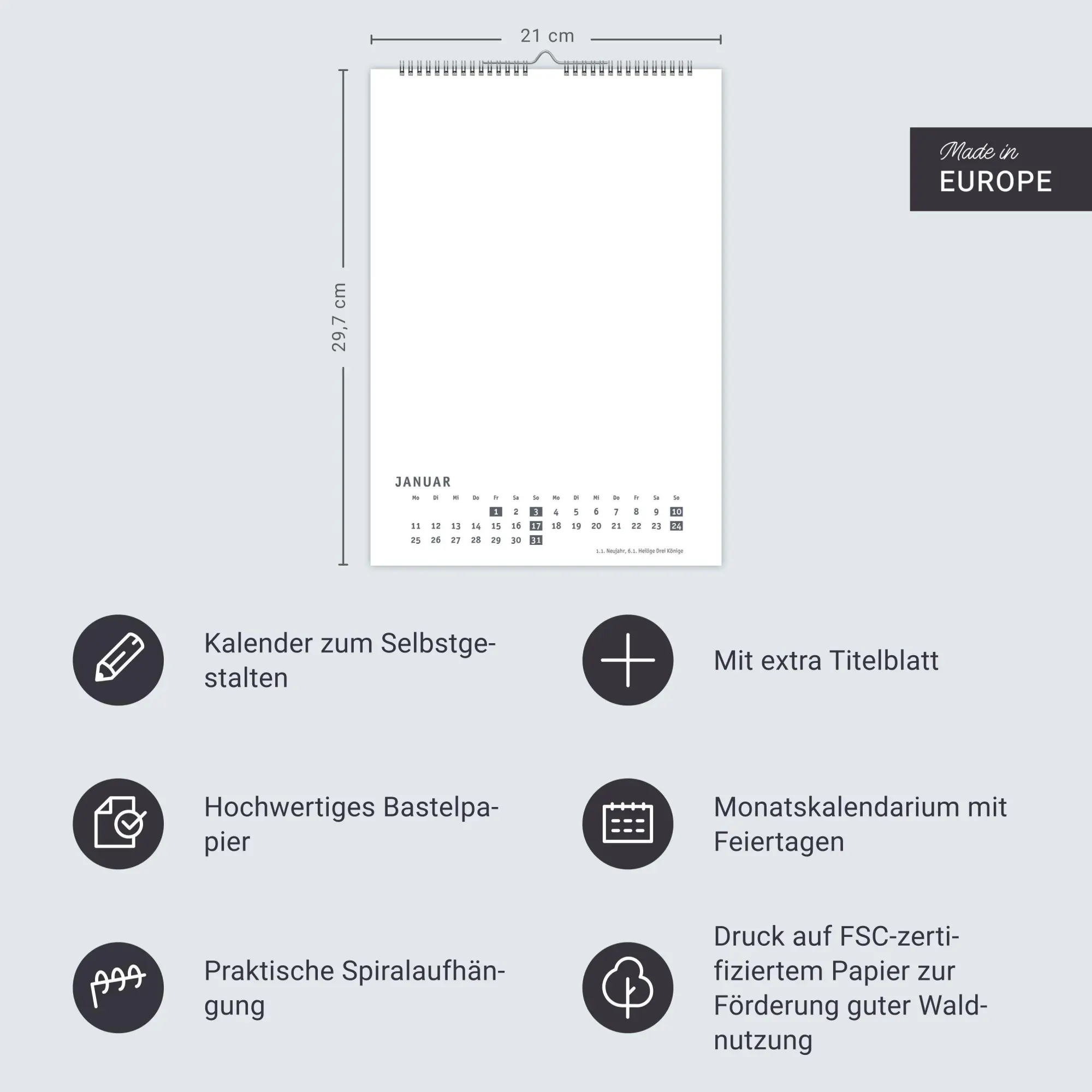 Bild: 9783756418305 | Premium-Bastelkalender weiß A4 2027 | Kalender | Spiralbindung | 14 S.
