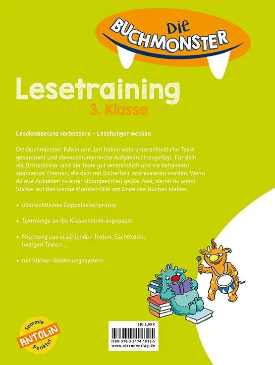Rückseite: 9783817418305 | Die Buchmonster 3. Klasse | Lesetraining 3. Klasse | Ehrenstein | Buch