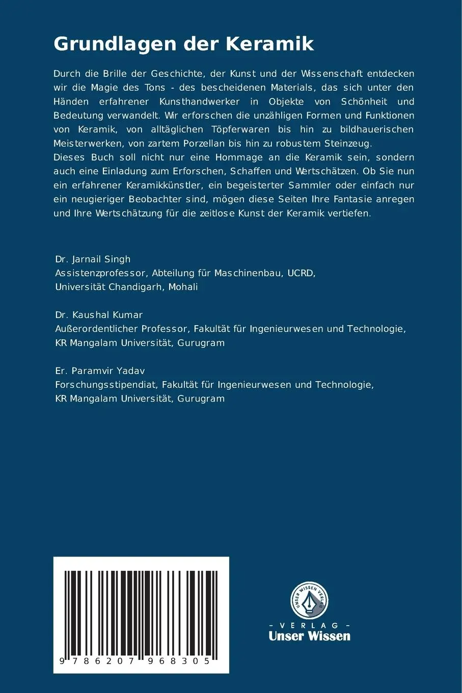 Rückseite: 9786207968305 | Grundlagen der Keramik | Jarnail Singh (u. a.) | Taschenbuch | 68 S.