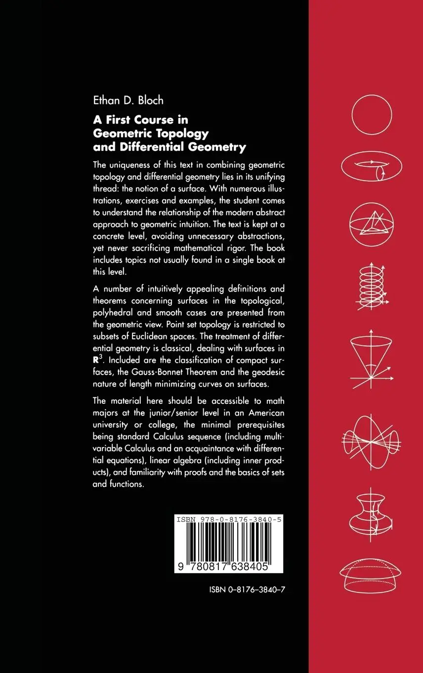 Rückseite: 9780817638405 | A First Course in Geometric Topology and Differential Geometry | Bloch