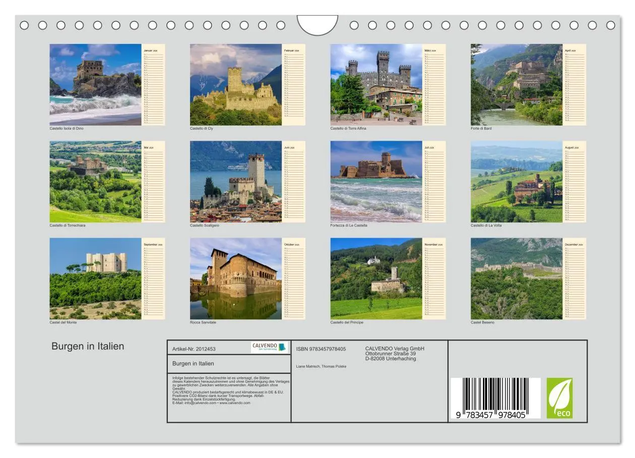 Bild: 9783457978405 | Burgen in Italien (Wandkalender 2026 DIN A4 quer), CALVENDO...