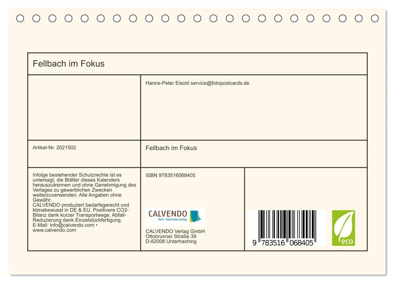 Bild: 9783516068405 | Fellbach im Fokus (Tischkalender 2026 DIN A5 quer), CALVENDO...