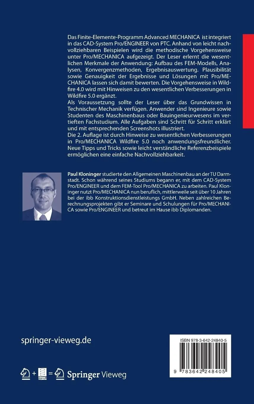 Rückseite: 9783642248405 | Pro/MECHANICA® verstehen lernen | Paul Kloninger | Buch | xiii | 2012