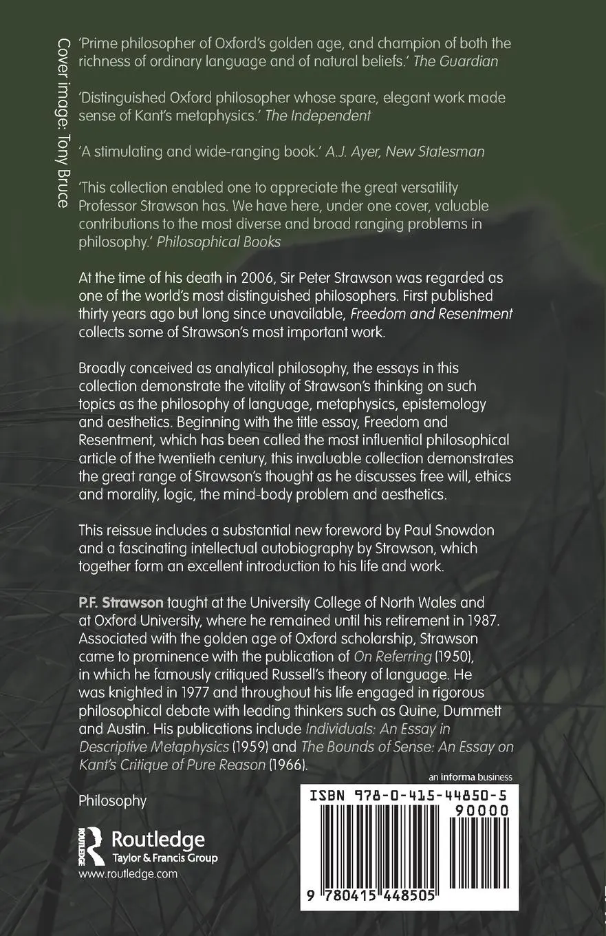 Rückseite: 9780415448505 | Freedom and Resentment and Other Essays | P. F. Strawson | Taschenbuch