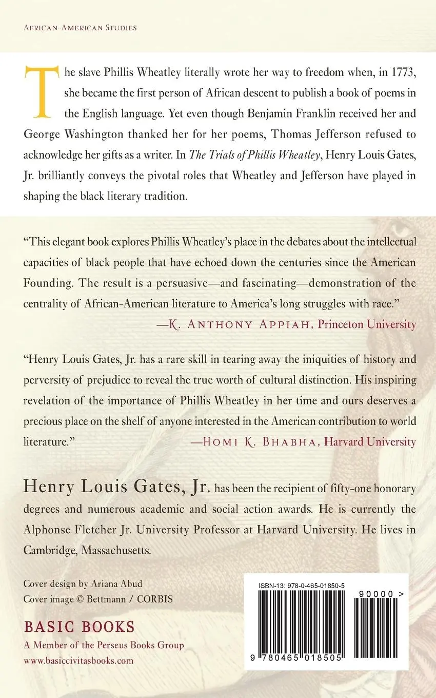 Rückseite: 9780465018505 | The Trials of Phillis Wheatley | Henry Louis Gates | Taschenbuch