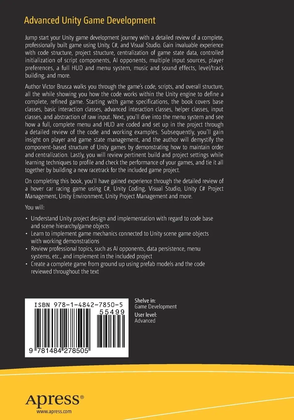 Rückseite: 9781484278505 | Advanced Unity Game Development | Victor G Brusca | Taschenbuch | xvii