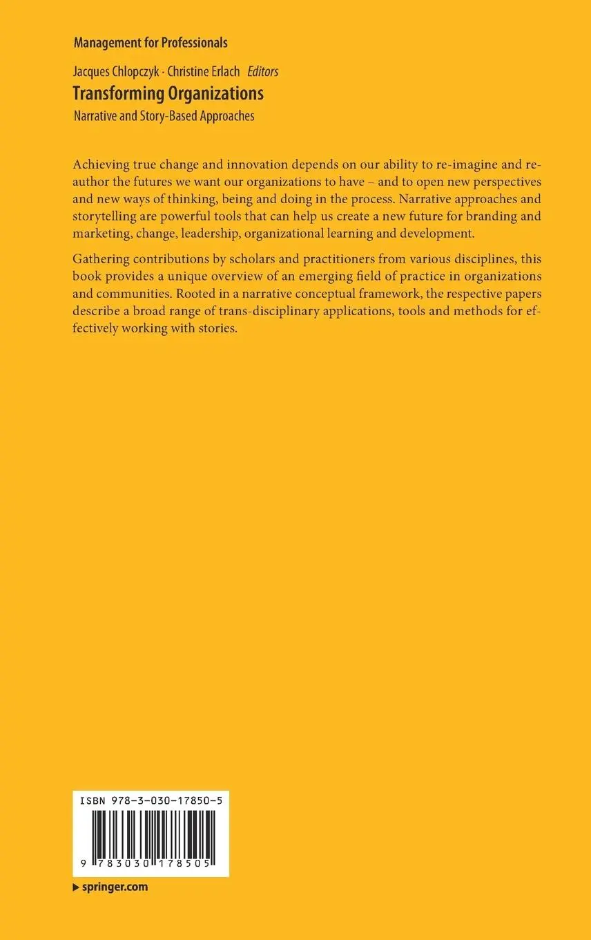 Rückseite: 9783030178505 | Transforming Organizations | Narrative and Story-Based Approaches