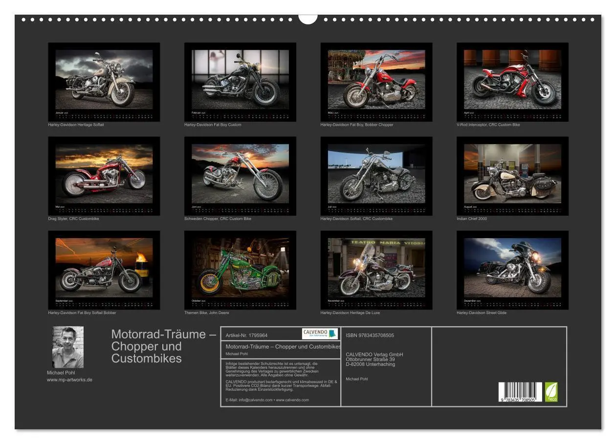 Bild: 9783435708505 | Motorrad-Träume - Chopper und Custombikes (Wandkalender 2025 DIN A2...