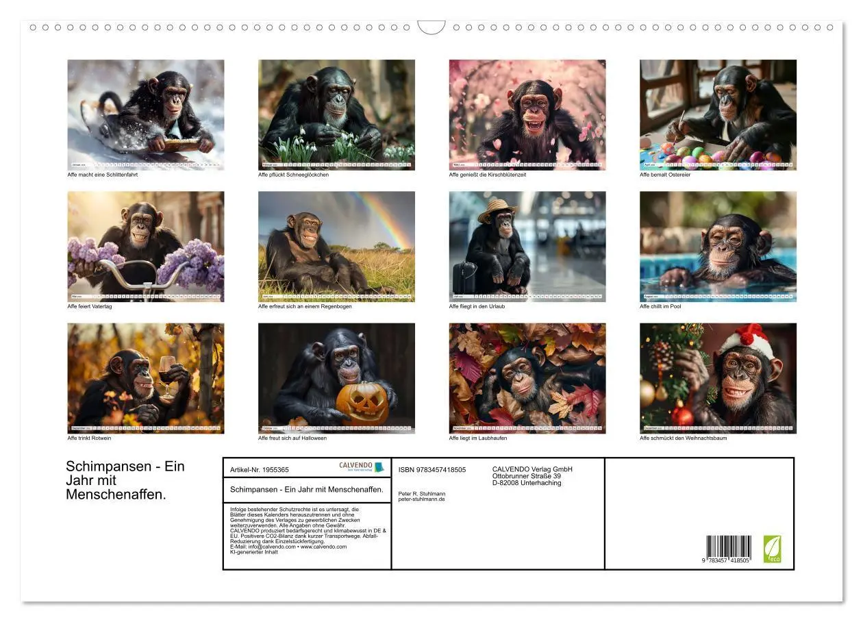 Bild: 9783457418505 | Schimpansen - Ein Jahr mit Menschenaffen. (Wandkalender 2026 DIN A2...