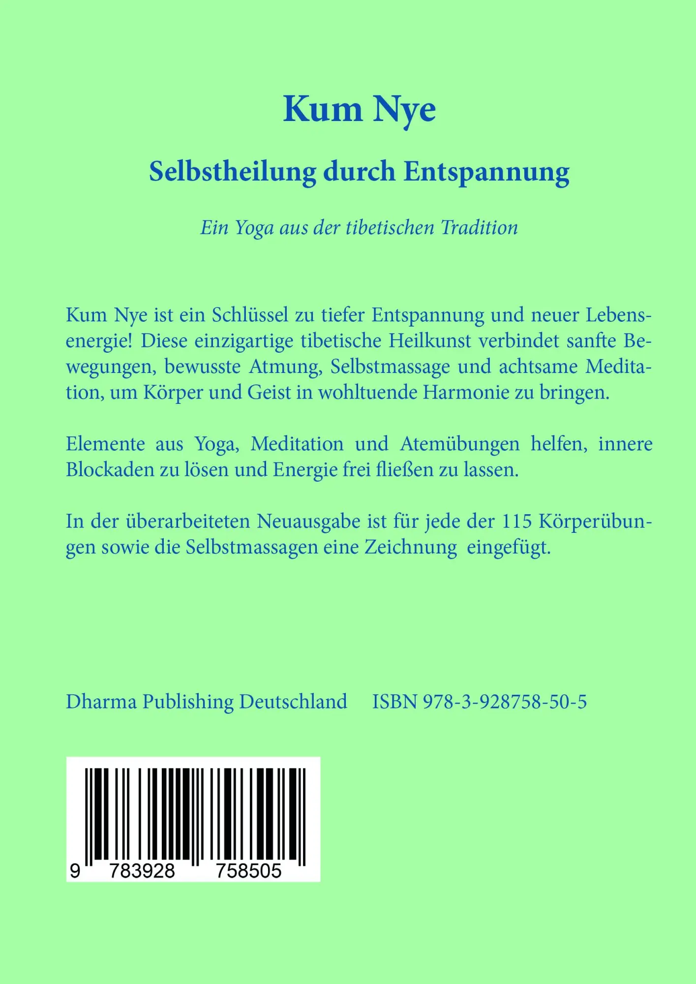 Rückseite: 9783928758505 | Kum Nye | Selbstheilung durch Entspannung | Tarthang Tulku | Buch