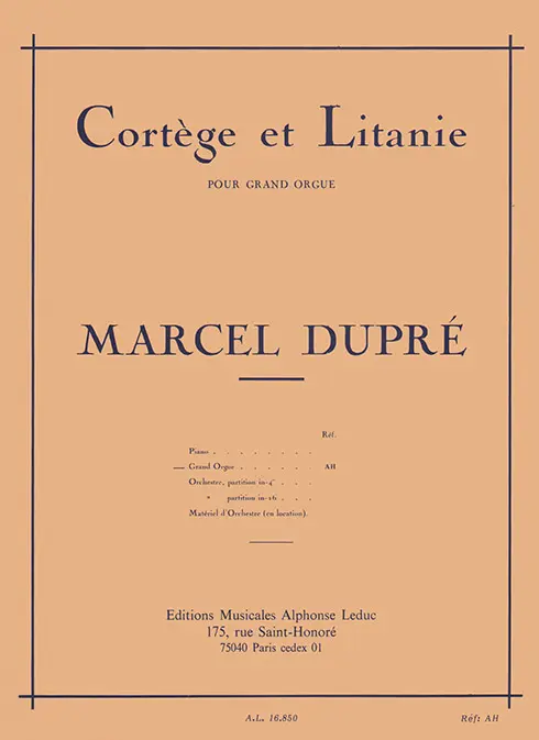 Cover: 9790046168505 | Cortege &amp; Litanie Opus 19/2 | Marcel Dupré | Buch | Alphonse Leduc
