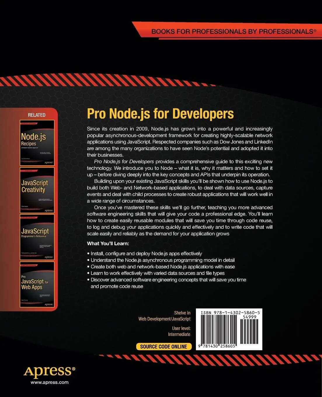 Rückseite: 9781430258605 | Pro Node.js for Developers | Colin J. Ihrig | Taschenbuch | xx | 2013