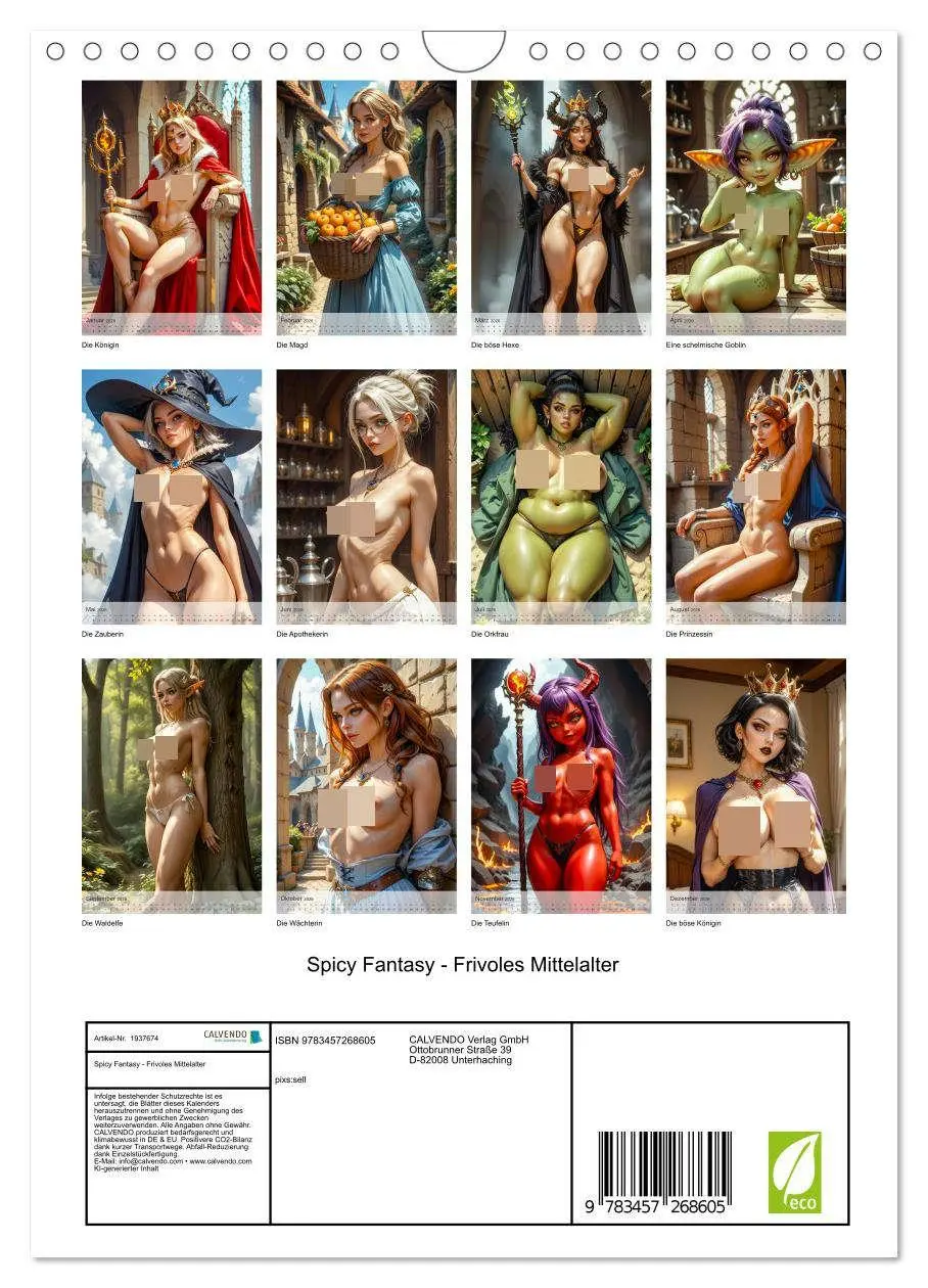 Bild: 9783457268605 | Spicy Fantasy - Frivoles Mittelalter (Wandkalender 2026 DIN A4...