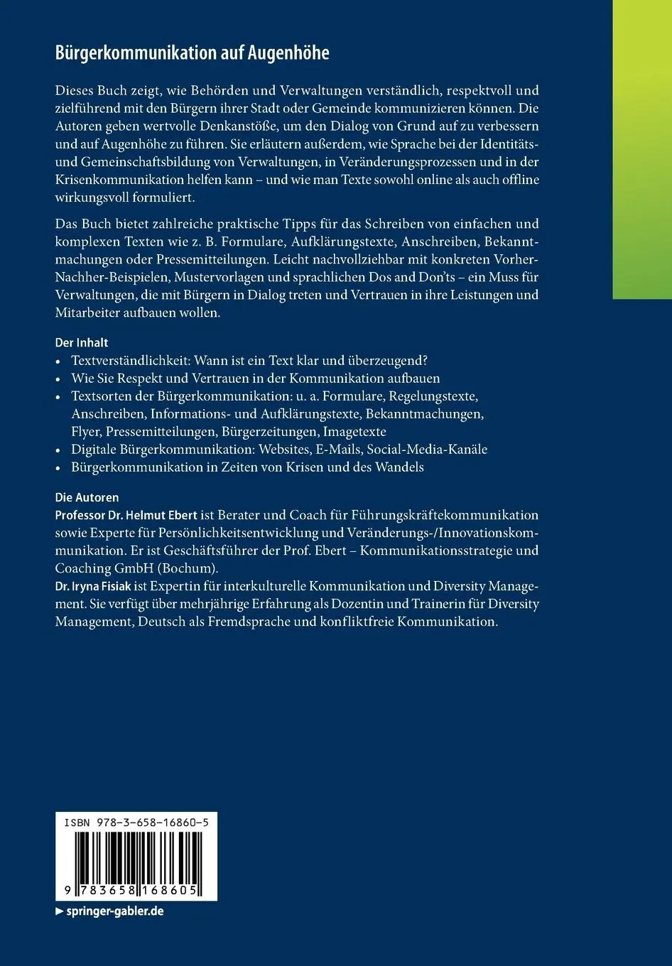 Rückseite: 9783658168605 | Bürgerkommunikation auf Augenhöhe | Iryna Fisiak (u. a.) | Taschenbuch