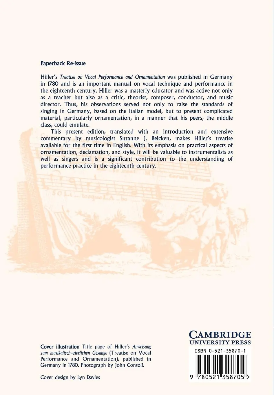 Rückseite: 9780521358705 | Treatise on Vocal Performance and Ornamentation by Johann Adam Hiller
