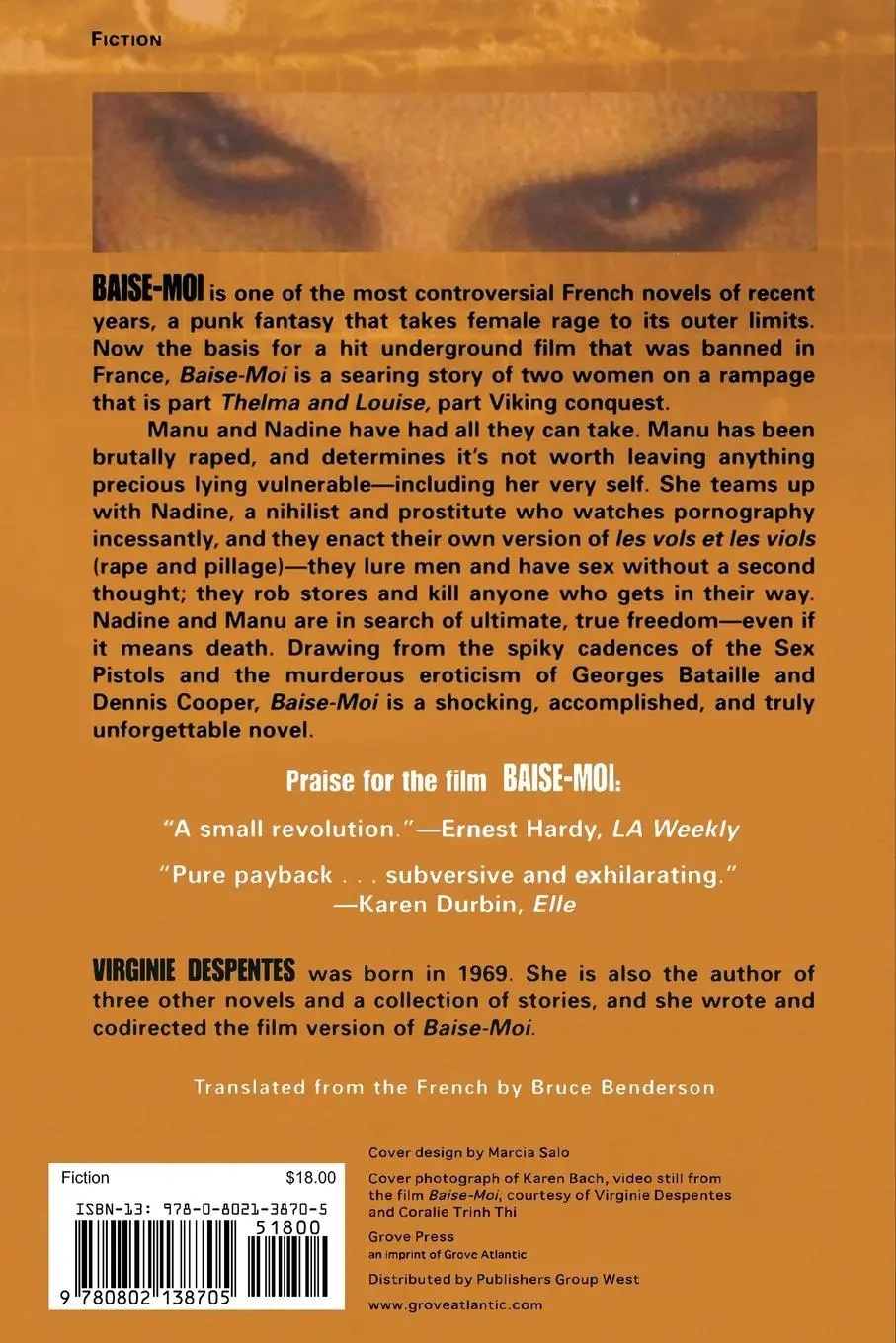 Rückseite: 9780802138705 | Baise-Moi (Rape Me) | Virginie Despentes | Taschenbuch | Englisch