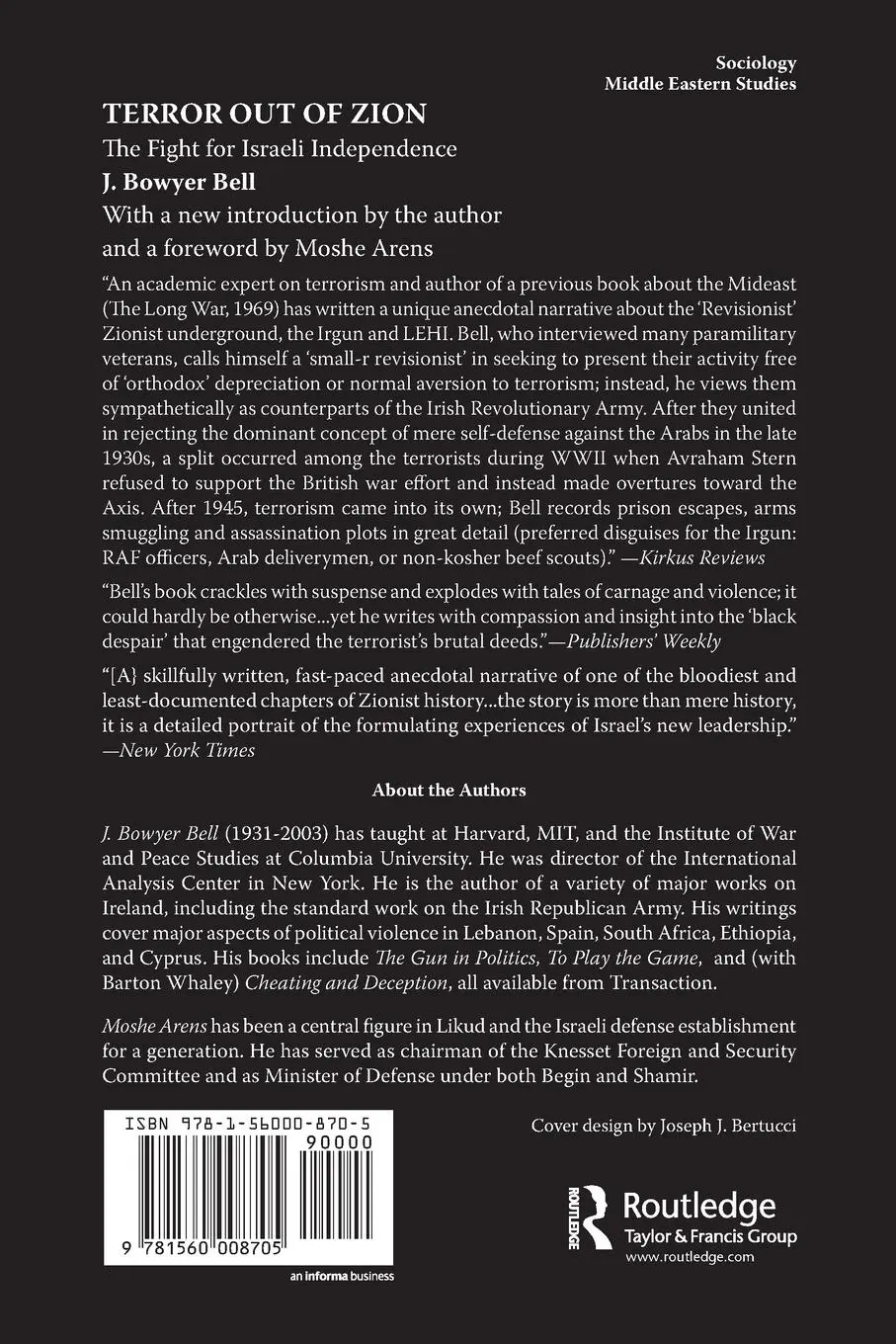 Rückseite: 9781560008705 | Terror Out of Zion | Fight for Israeli Independence | J. Bowyer Bell