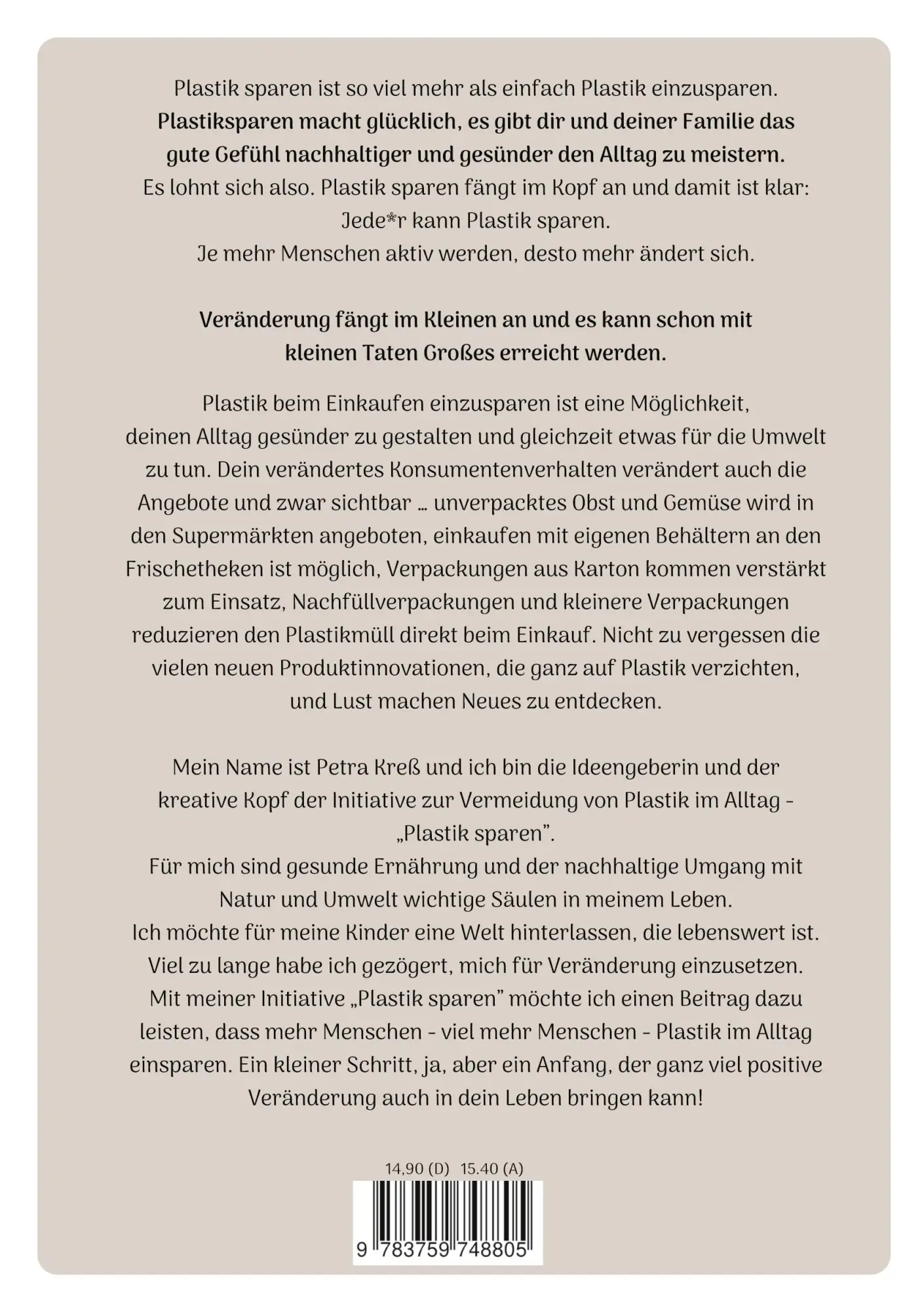 Rückseite: 9783759748805 | Plastiksparen im Supermarkt | und im Drogeriemarkt | Petra Kreß | Buch