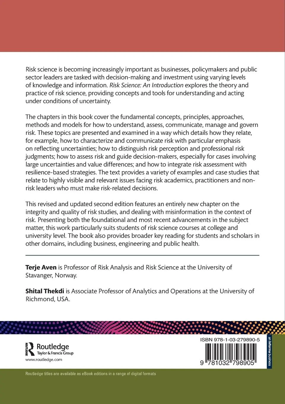 Rückseite: 9781032798905 | Risk Science | An Introduction | Shital Thekdi (u. a.) | Taschenbuch