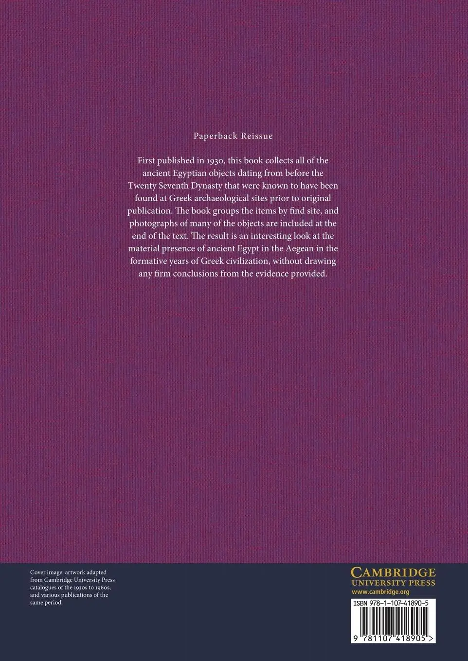 Rückseite: 9781107418905 | Aegyptiaca | A Catalogue of Egyptian Objects in the Aegean Area | Buch