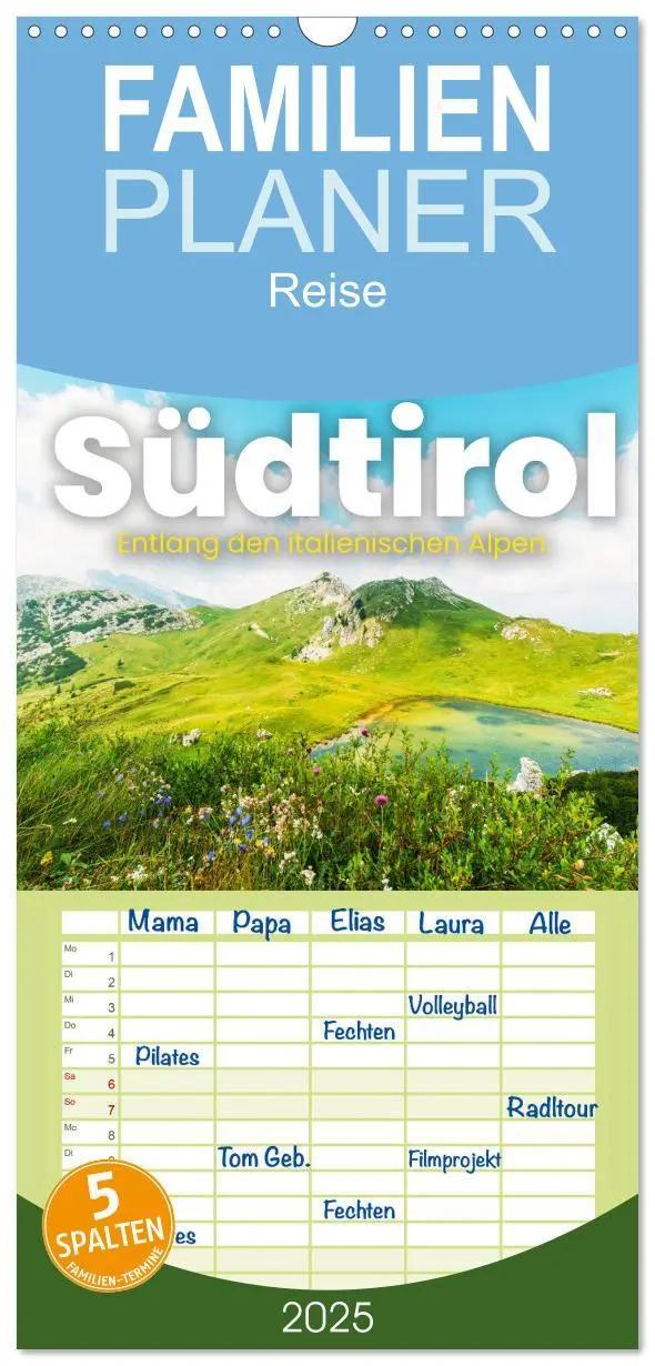 Cover: 9783457098905 | Familienplaner 2025 - Südtirol - Entlang der italienischen Alpen....