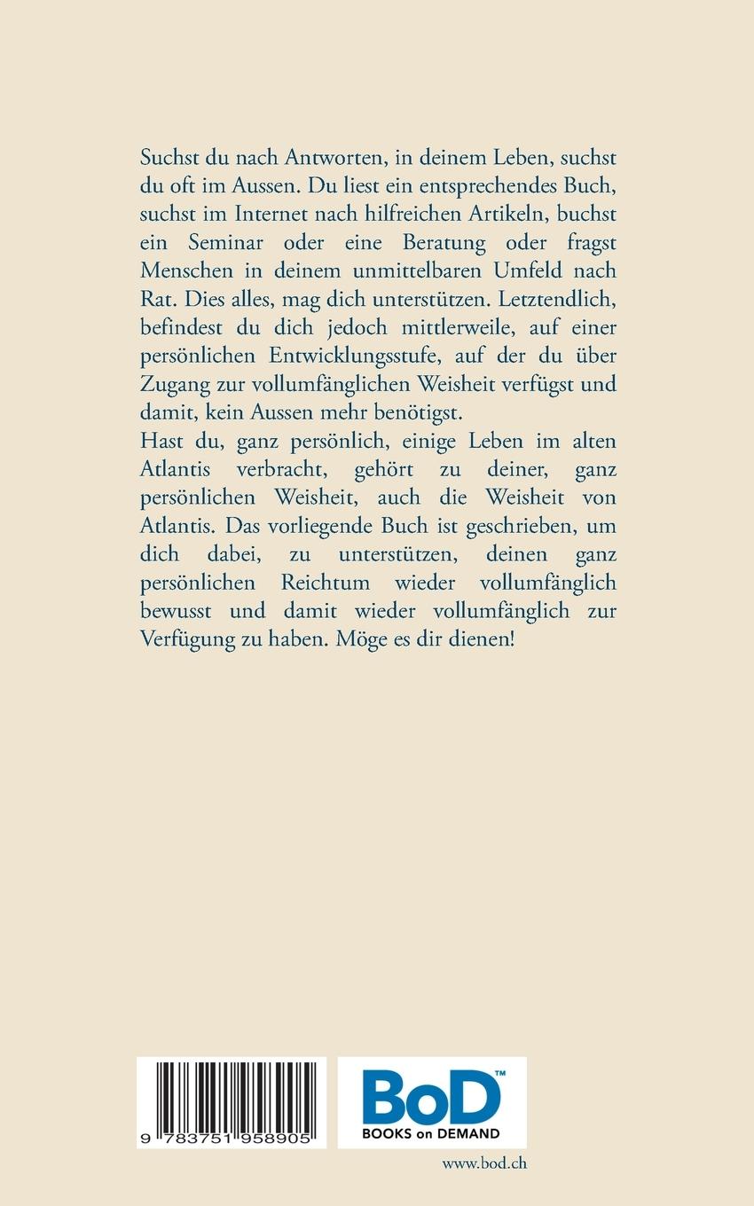 Rückseite: 9783751958905 | Die Weisheit von Atlantis | Susanne Edelmann | Taschenbuch | 136 S.