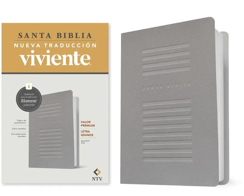 Cover: 9781496489005 | Biblia Valor Prémium Ntv, Letra Grande Con Filament (Sentipiel, Gris)