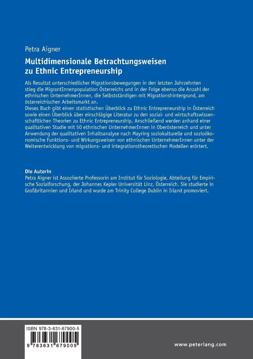 Rückseite: 9783631679005 | Multidimensionale Betrachtungsweisen zu Ethnic Entrepreneurship | Buch