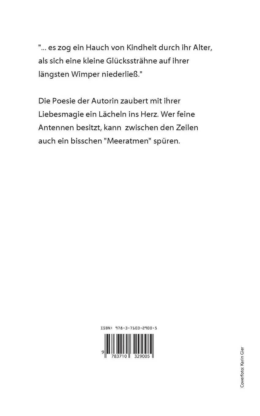 Rückseite: 9783710329005 | Tanz auf Wimpernspitzen | Lyriksammlung | Karin Gier | Taschenbuch