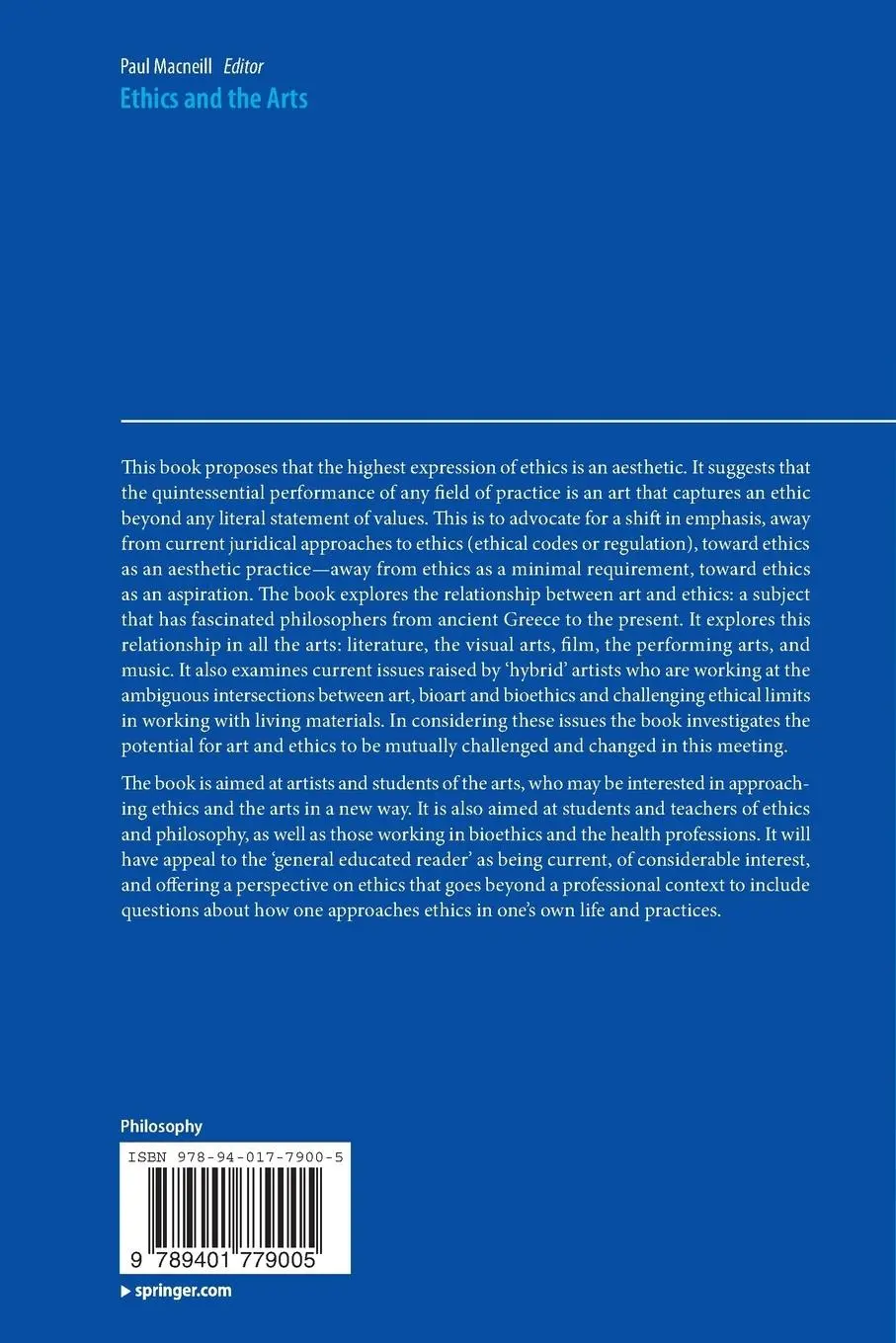 Rückseite: 9789401779005 | Ethics and the Arts | Paul Macneill | Taschenbuch | XIII | Englisch