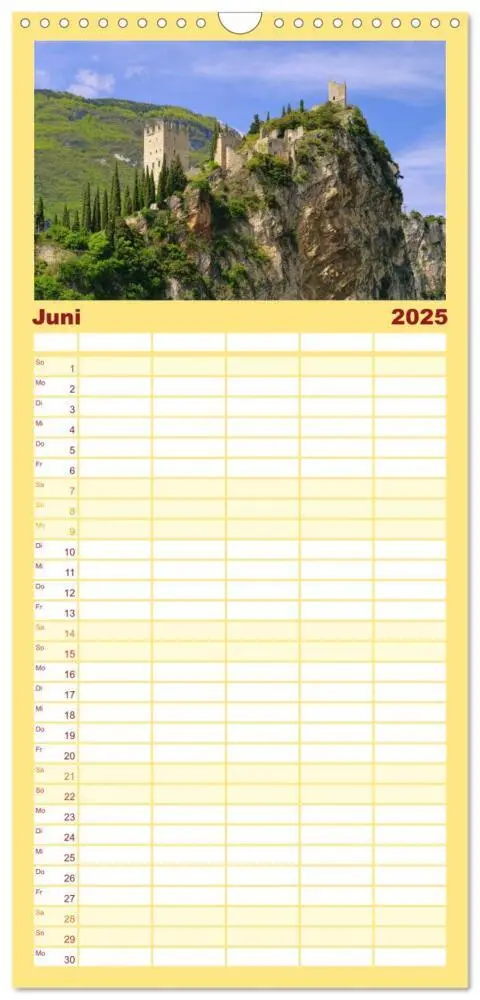 Bild: 9783457119105 | Familienplaner 2025 - Gardasee mit 5 Spalten (Wandkalender, 21 x 45...