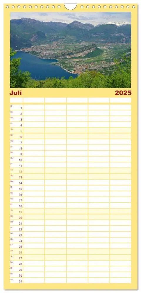 Bild: 9783457119105 | Familienplaner 2025 - Gardasee mit 5 Spalten (Wandkalender, 21 x 45...