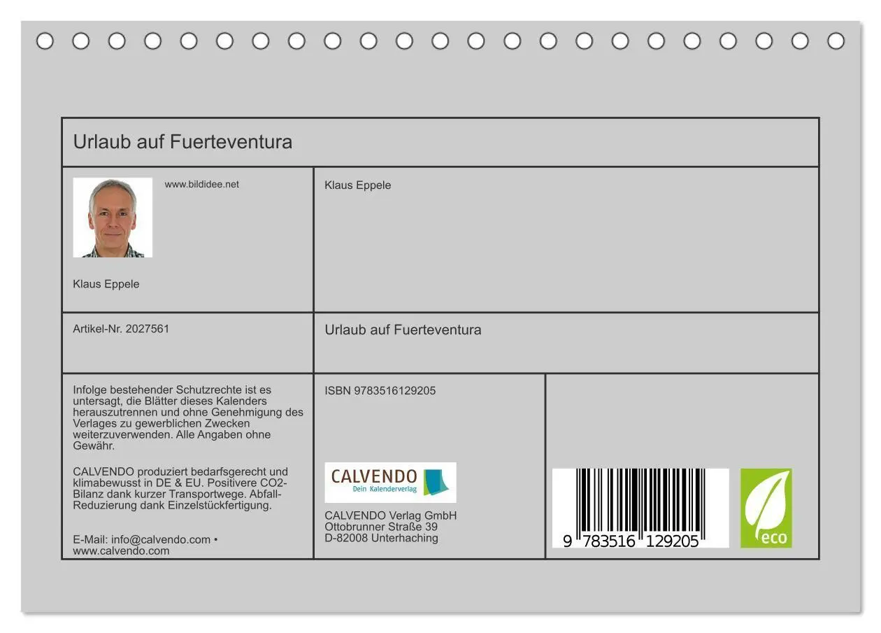 Bild: 9783516129205 | Urlaub auf Fuerteventura (Tischkalender 2026 DIN A5 quer), CALVENDO...