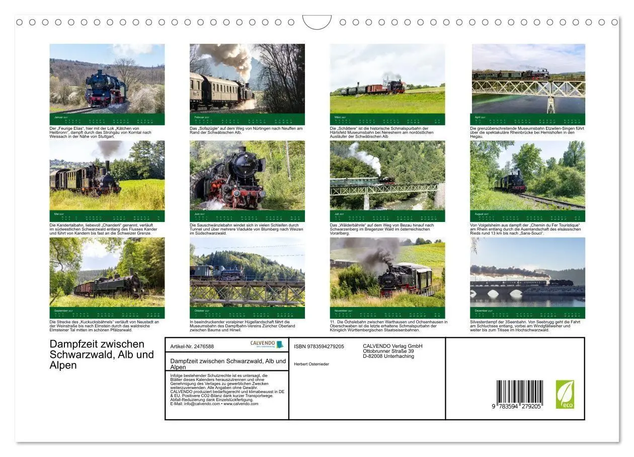 Bild: 9783594279205 | Dampfzeit zwischen Schwarzwald, Alb und Alpen (Wandkalender 2027...