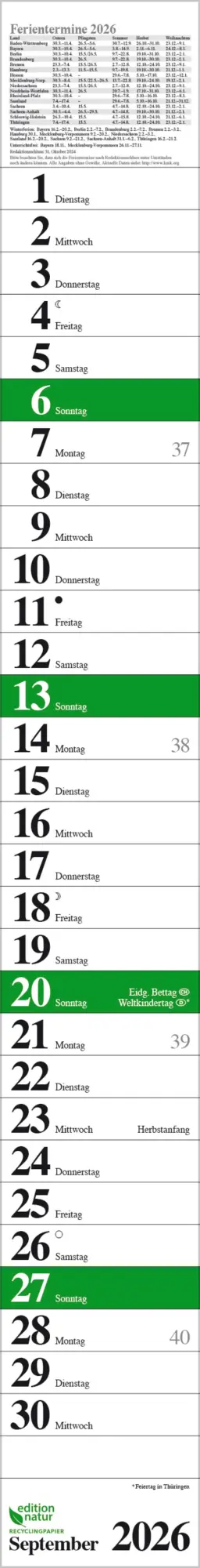 Bild: 9783731889205 | Streifenplaner Praktika Grün Recyclingpapier 2026 | Verlag Korsch