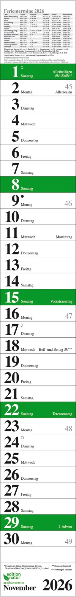 Bild: 9783731889205 | Streifenplaner Praktika Grün Recyclingpapier 2026 | Verlag Korsch