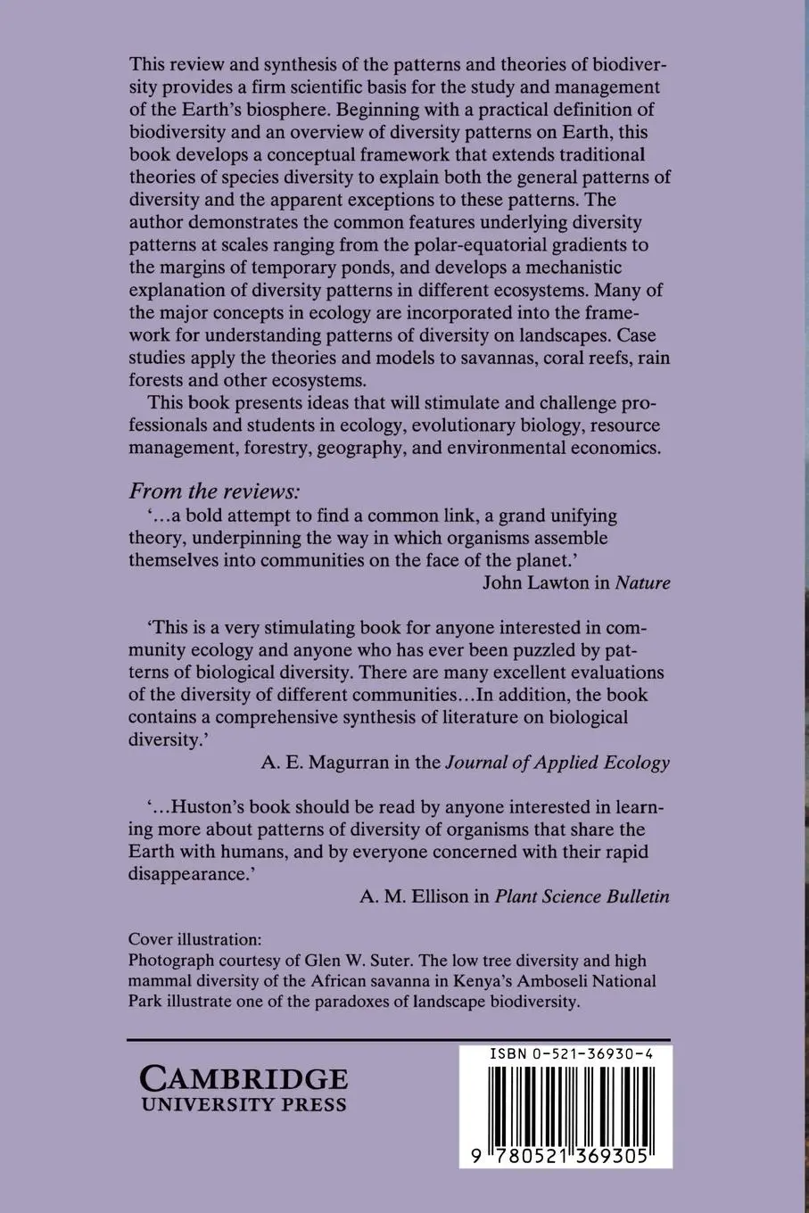 Rückseite: 9780521369305 | Biological Diversity | The Coexistence of Species | Michael A. Huston