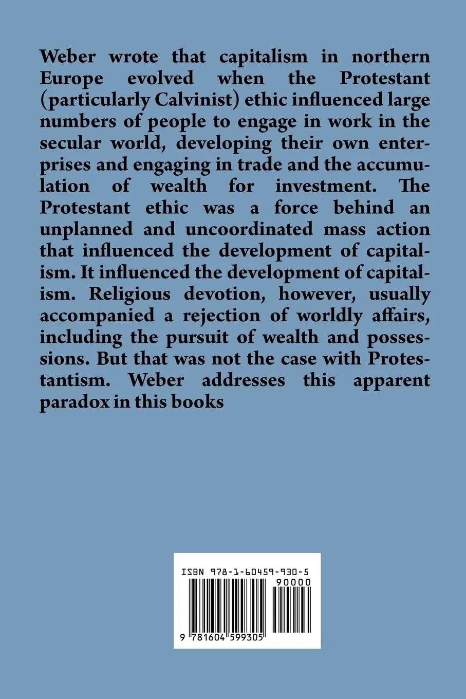 Rückseite: 9781604599305 | The Protestant Ethic and the Spirit of Capitalism | Max Weber | Buch
